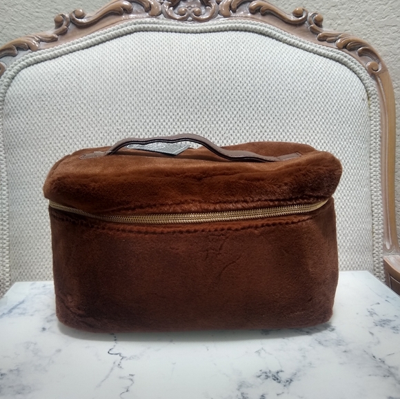 Ulta Beauty Handbags - Ulta Brown Faux Fur Toiletry Cosmetic Makeup Vanity Case